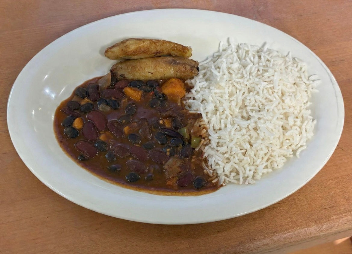 Red Beans with Rice and Fried Plantains